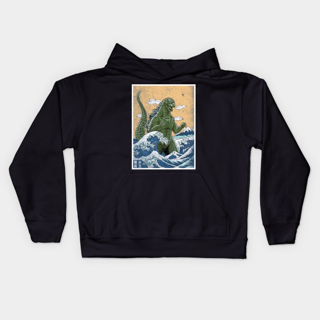 king off monsters from kanagawa Kids Hoodie by polkadothero